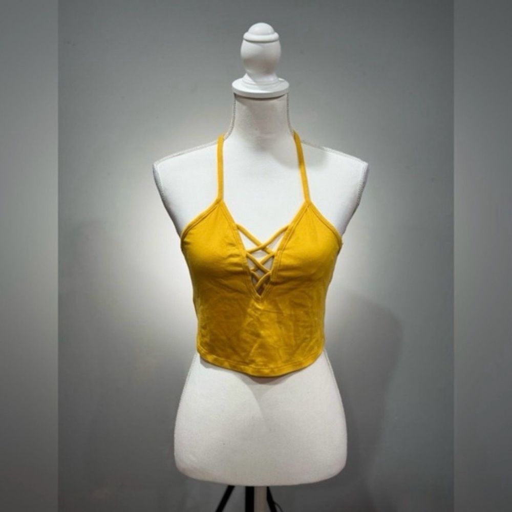 Clearance! Gold Boutique Lattice Front Crop Tank Size L NWT